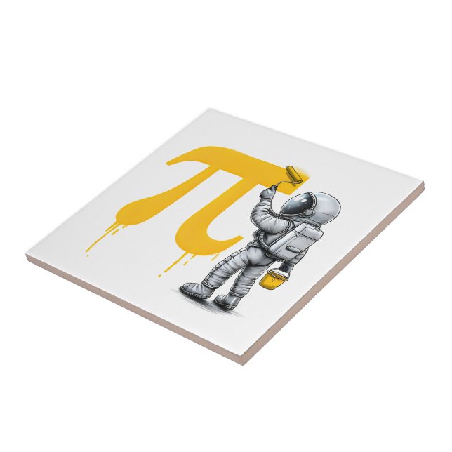 Coole Astronautenmalerei Pi-Symbol Pi-Tag  Fliese (Seite)