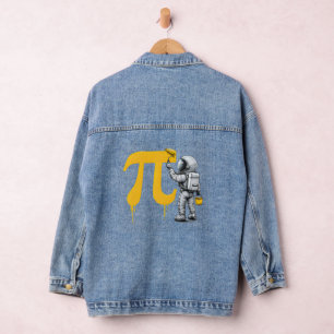Coole Astronautenmalerei Pi-Symbol Pi-Tag Jeansjacke