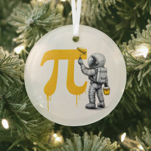 Coole Astronautenmalerei Pi-Symbol Pi-Tag Ornament Aus Glas
