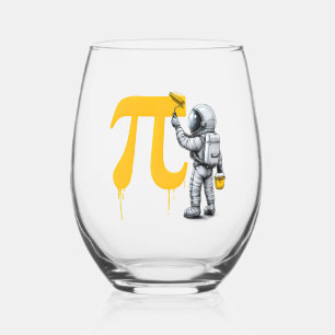 Coole Astronautenmalerei Pi-Symbol Pi-Tag Weinglas Ohne Stiel