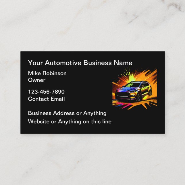 Coole Automotive Services Business Cards Design Visitenkarte (Vorderseite)