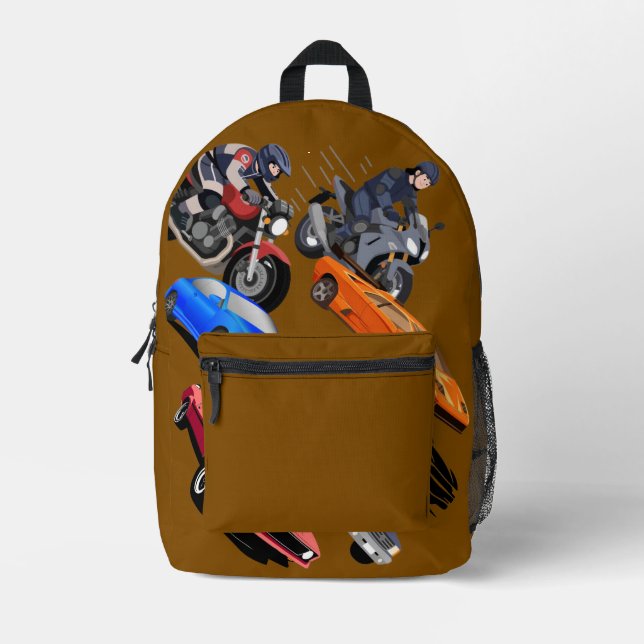 Coole Autos und Motorräder Kinder Schulrucksack Bedruckter Rucksack (Vorderseite)