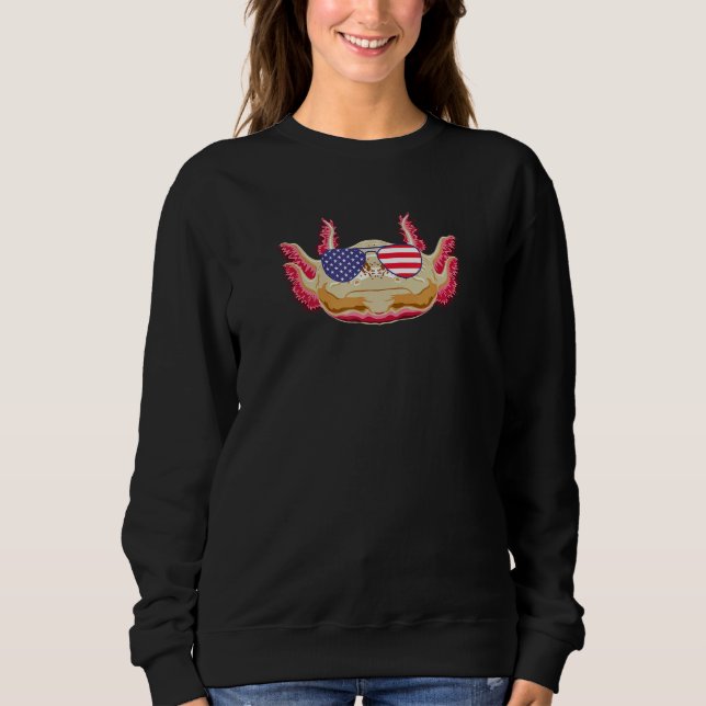 Coole Axolotl Tragen der US-Flagge Sonnenbrille Us Sweatshirt (Vorderseite)