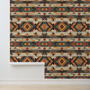 coole Aztec Western Imitate aus Holz Tapete