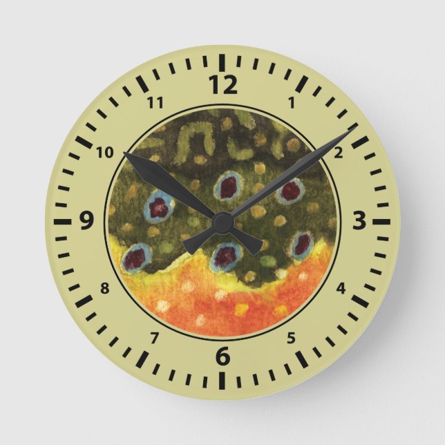 Coole Bachforellen Runde Wanduhr (Vorderseite)