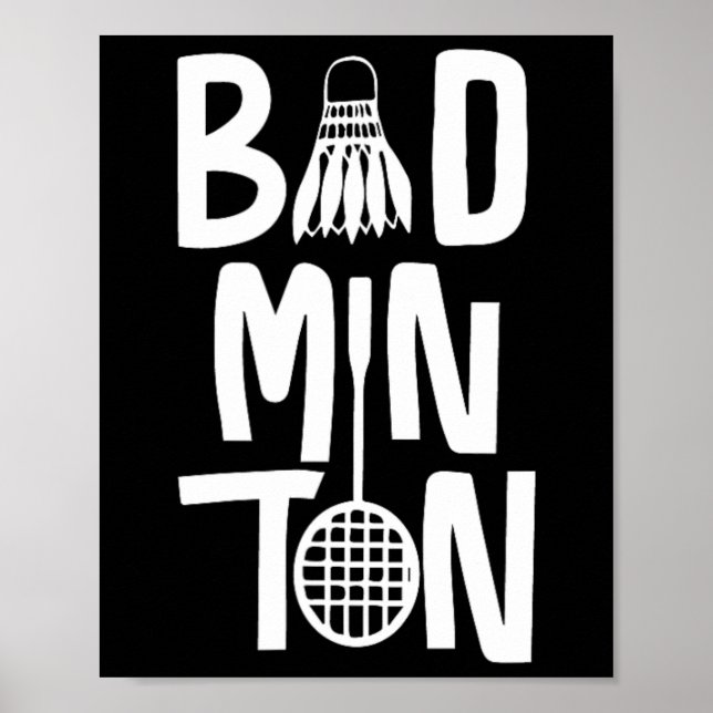 Coole Badminton-Typografie mit Badminton Shuttle & Poster (Vorne)