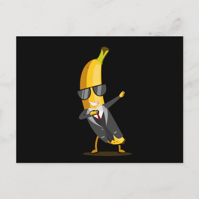 Coole Banane mit Anzug - Dab Funny Dancing Frucht Postkarte (Vorderseite)