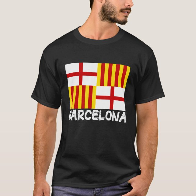 Coole Barcelona-Flagge T-Shirt (Vorderseite)