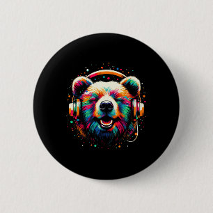 Coole Bärenkopfhörer Musik Weihnachten Geburtstag Button