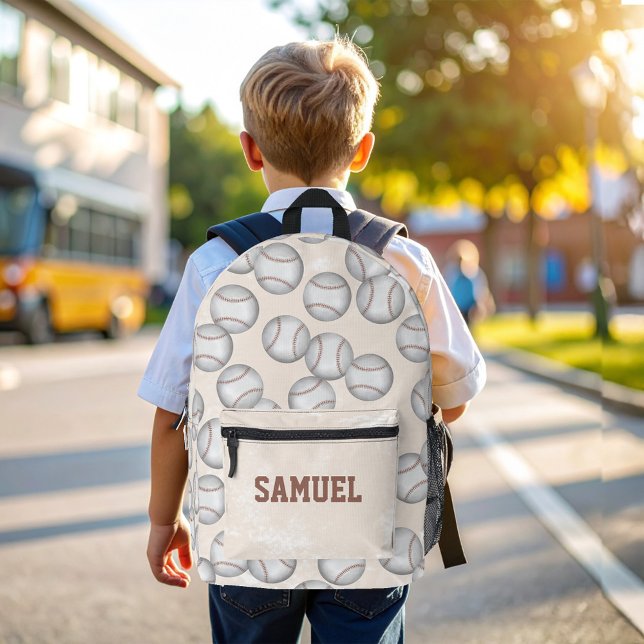 Coole Baseball-Kids-Schule Personalisiert Bedruckter Rucksack (Personalized Cool Kids Baseball Backpack.)