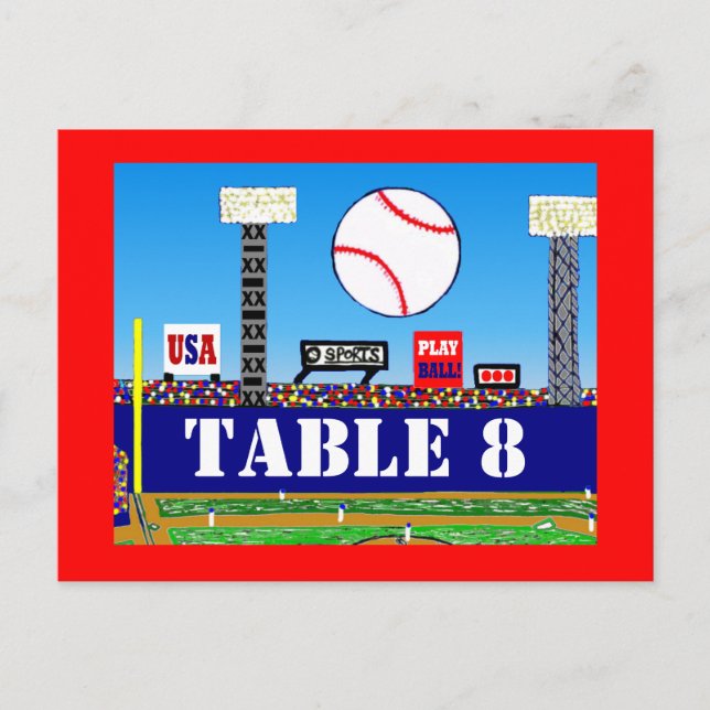 Coole Baseball Sport Bar Mitzvah Tischnummer Card (Vorderseite)