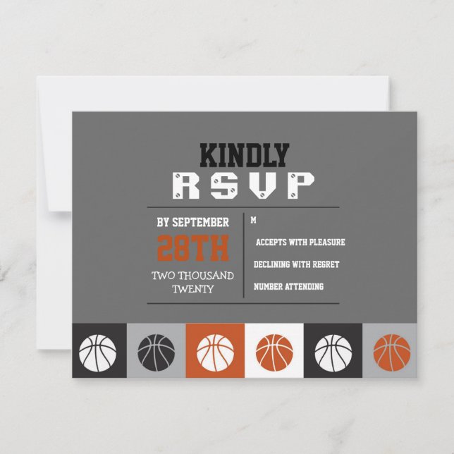 COOLE BASKETBALL Bar Mitzvah Reply RSVP-Karte RSVP Karte (Vorderseite)