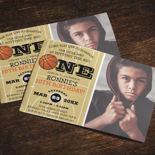Coole Basketball-Kinder-Foto-Geburtstag Einladung