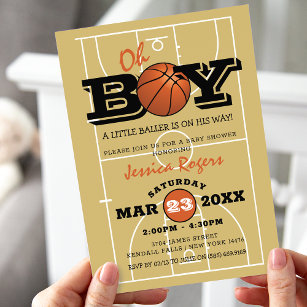 Coole Basketball "Oh Boy" Kinderdusche Einladung