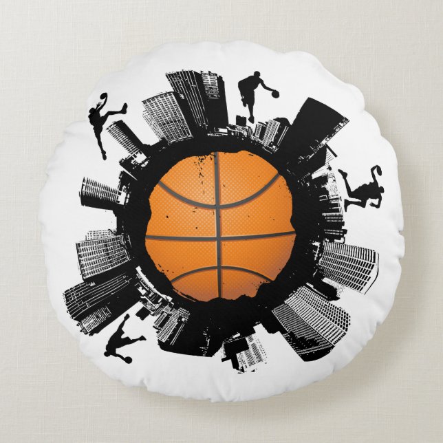 Coole Basketball-Welt Rundes Kissen (Vorderseite)