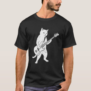 Coole Bassgitarre Katze Rockbands Musiker Retro-Ku T-Shirt