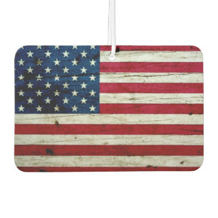 Coole beängstigende amerikanische Fahne Wood Rusti Autolufterfrischer