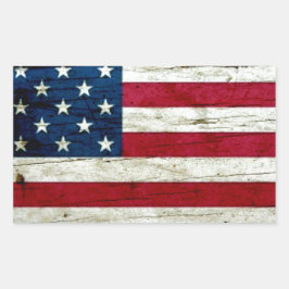 Coole beängstigende amerikanische Fahne Wood Rusti Rechteckiger Aufkleber