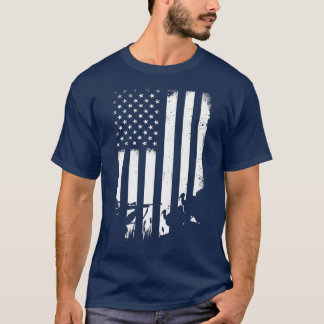 Coole beängstigende Vintage USA Flag Türkei Jagd T-Shirt