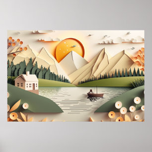 coole Bergsee-Liebhaber Poster