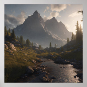 Coole Bergwelt KI Art Poster