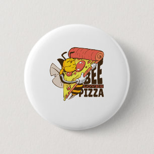 Coole Biene liebt Pizza-Wortspiele Button