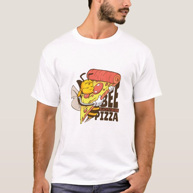 Coole Bienen Lieben Pizza Puns T-Shirt (Vorderseite)