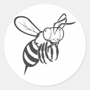 Coole Bienenkönigin Kontur Cartoon Shirt Runder Aufkleber