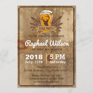Coole Bierkarte & Stag Bachelor Party Card Einladung