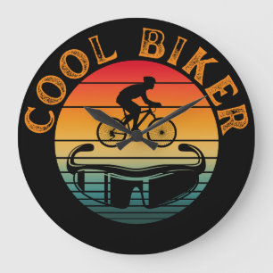 Coole Biker-Sonnenbrille für den Sonnenuntergang Große Wanduhr