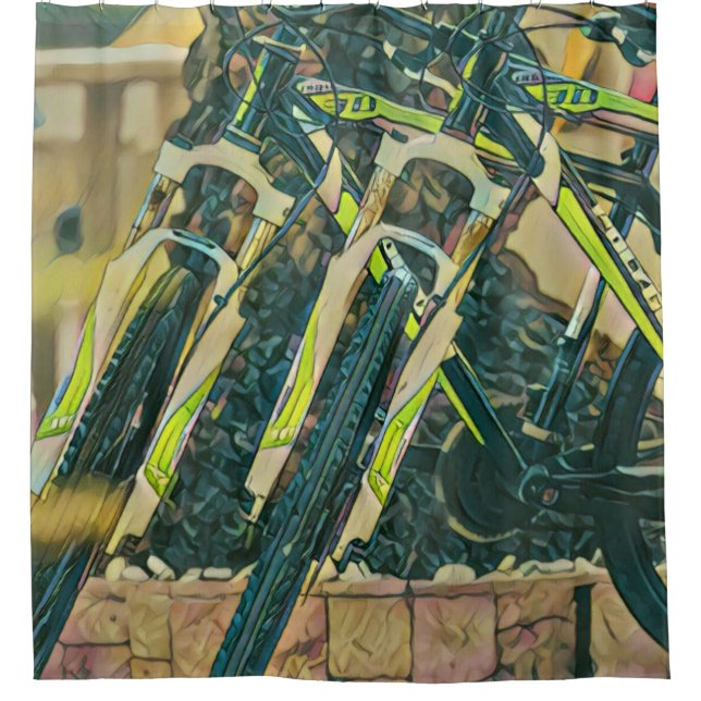 Coole Biketechnik Duschvorhang (Vorderseite)