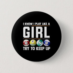 Coole Billard Kunst für Frauen Girl Pool Player 8  Button