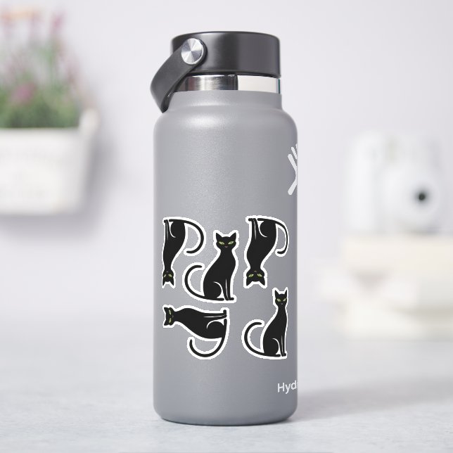 Coole Black Cat Silhouetten Aufkleber (HydroFlask)