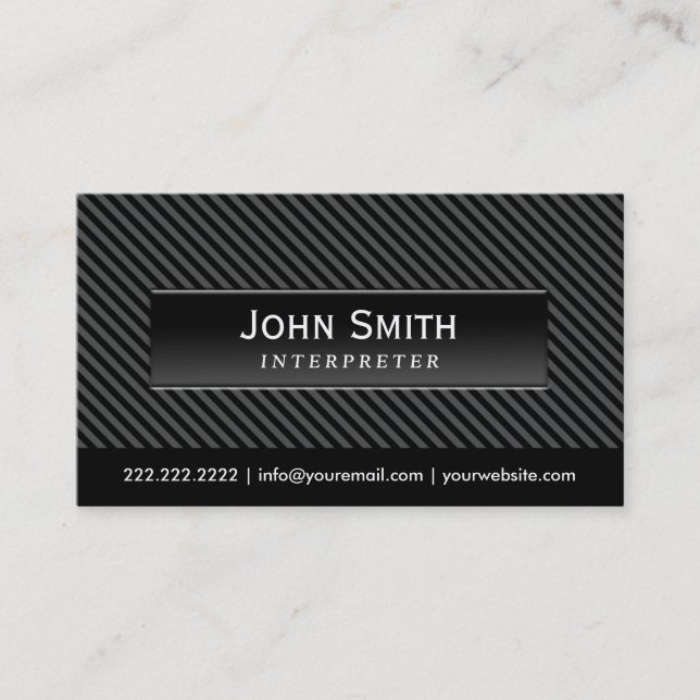 Coole Black Stripes Interpreter Business Card Visitenkarte (Vorderseite)