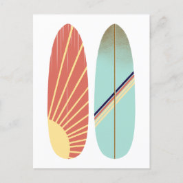 Coole Blau- und Rot-Surfboard-Illustration Postkarte
