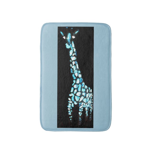 Coole blaue abstrakte Giraffen-Kunst Badematte (Vorderseite Vertikal)
