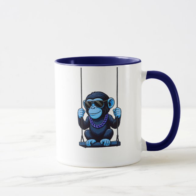 Coole blaue Affenmoos auf der Schaukel Tasse (Rechts)