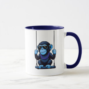 Coole blaue Affenmoos auf der Schaukel Tasse