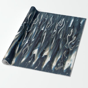 Coole blaue Flammen Geschenkpapier