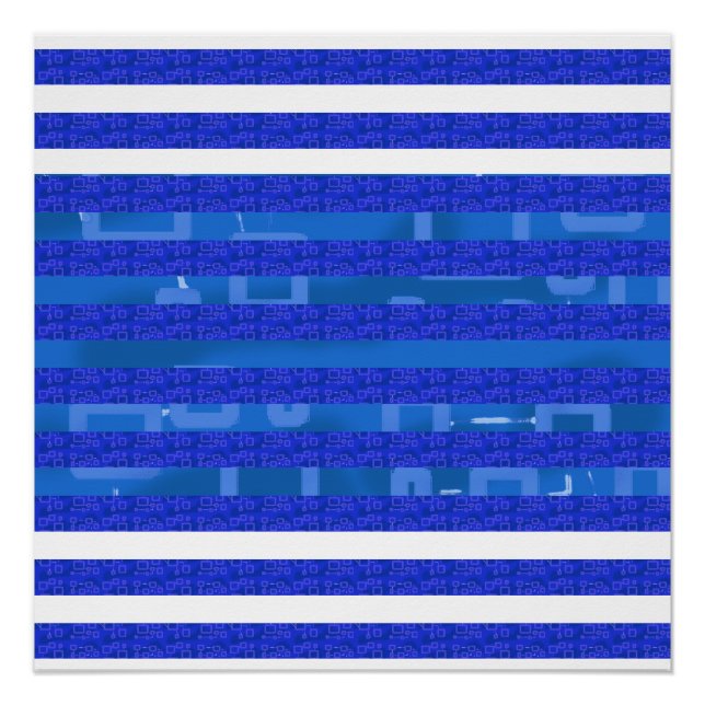 Coole blaue geometrische Linien Poster (Vorderseite)