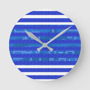 Coole blaue geometrische Linien Runde Wanduhr