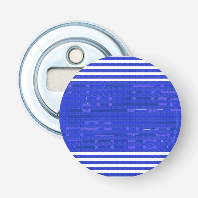 Coole blaue geometrische Streifen Flaschenöffner (Vorderseite)