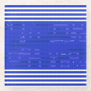Coole blaue geometrische Streifen Glasuntersetzer