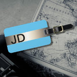 Coole blaue Imitate Metallstreifen fett Monogramm Gepäckanhänger<br><div class="desc">Elegante,  individuell anpassbare,  blaue Gepäckmarke mit IMITATEN Metallstreifen und Ihrem kühnen Monogramm.</div>