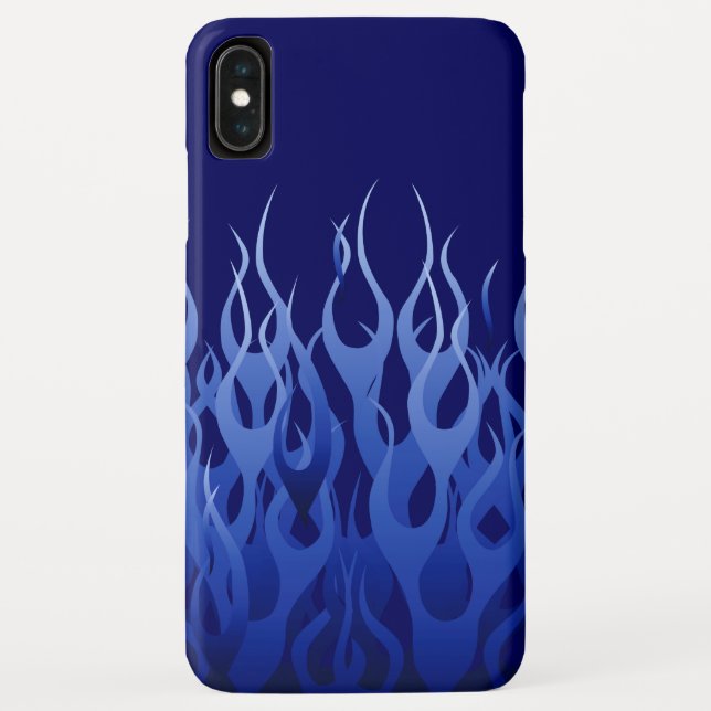 Coole blaue Racing Flames Button Streifen Case-Mate iPhone Hülle (Rückseite)