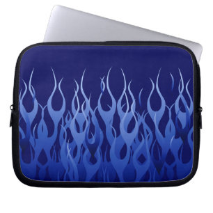 Coole blaue Racing Flames Button Streifen Laptopschutzhülle