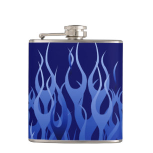 Coole blaue Racing-Flammen Flachmann
