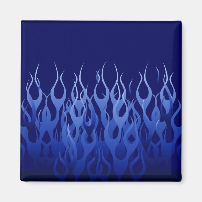 Coole blaue Racing-Flammen Magnet (Vorne)
