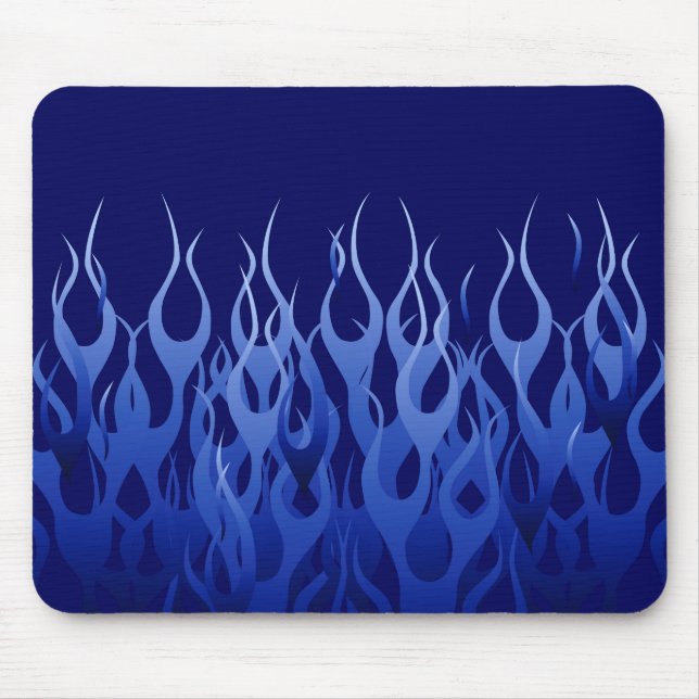 Coole blaue Racing-Flammen Mousepad (Vorne)