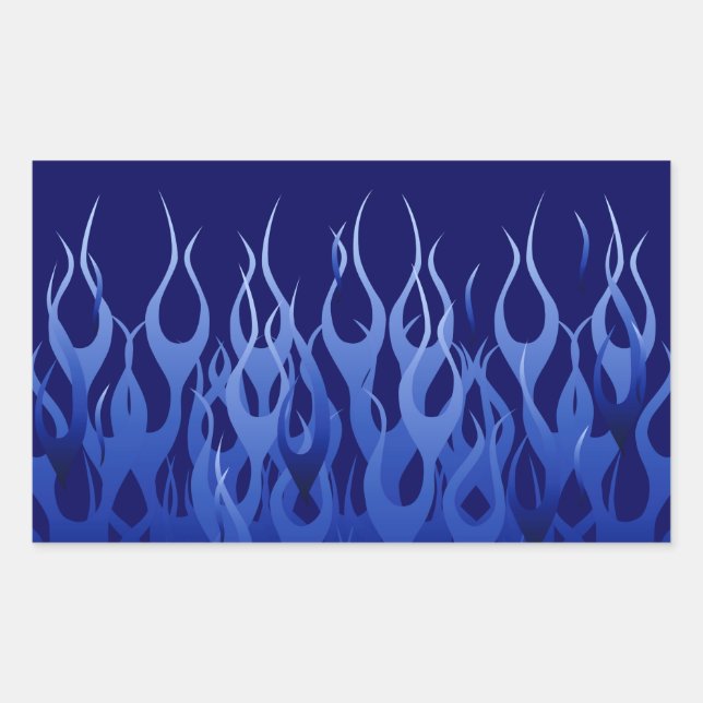 Coole blaue Racing-Flammen Rechteckiger Aufkleber (Vorderseite)
